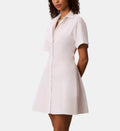 Straight Cotton Shirt Dress with Classic Collar - White - Image 1