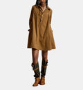 Signature Straight Fluid Cotton Shirt Dress - Tan - Image 1