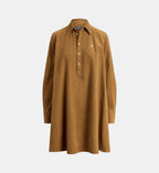 Signature Straight Fluid Cotton Shirt Dress - Tan - Image 2