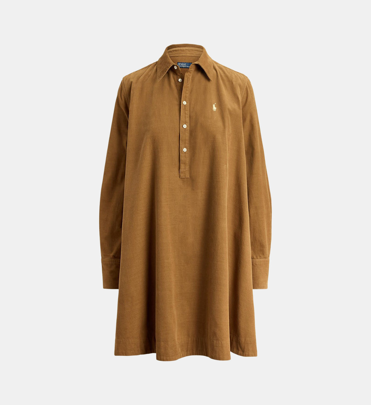 Signature Straight Fluid Cotton Shirt Dress - Tan - Image 2