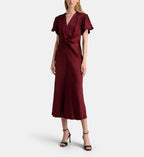 Eve Fitted Midi Dress - Burgundy - Image 1
