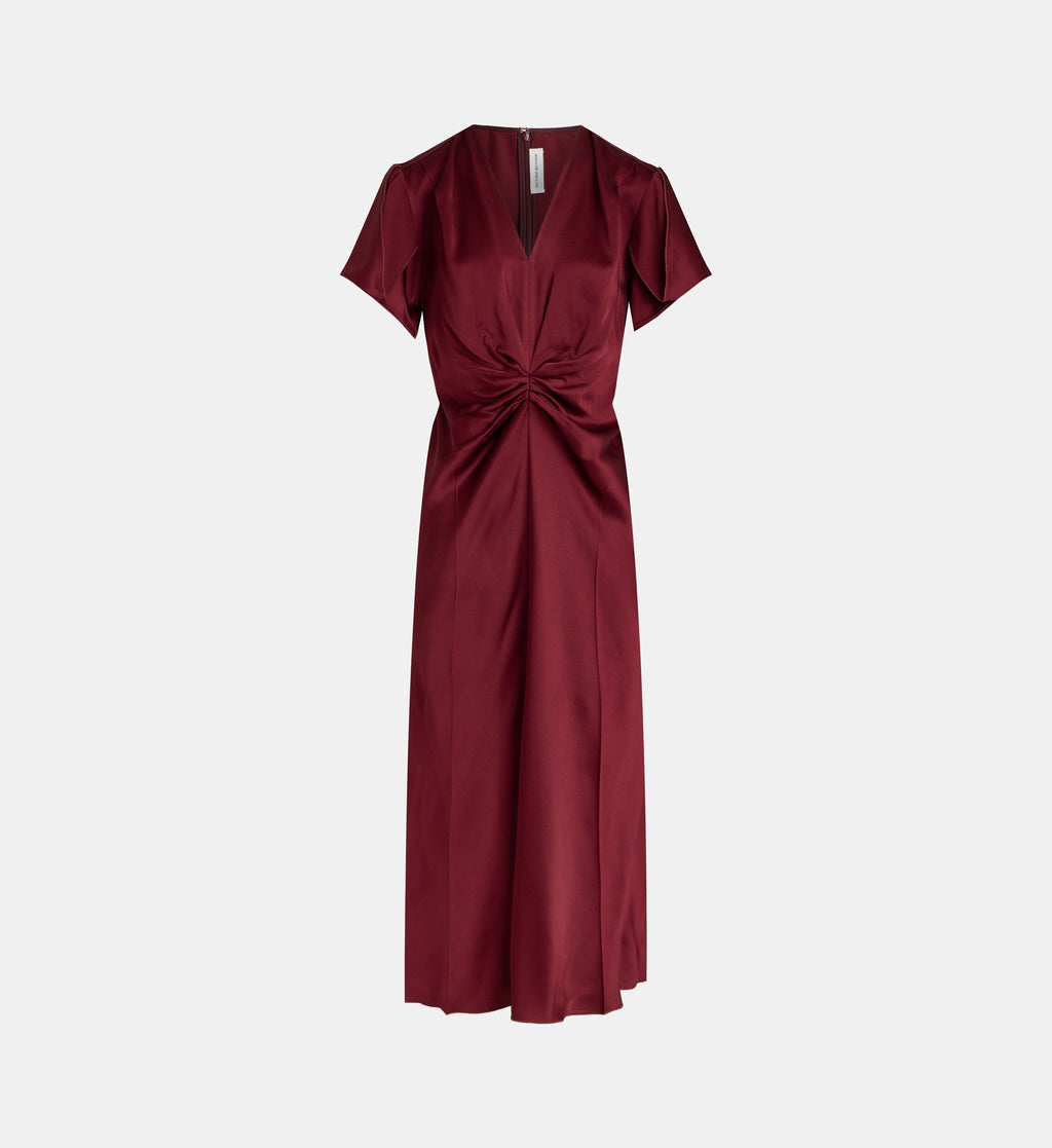 Eve Fitted Midi Dress - Burgundy - Image 2