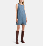 Corfou Short Sleeveless Denim Dress - Medium Blue - Image 1