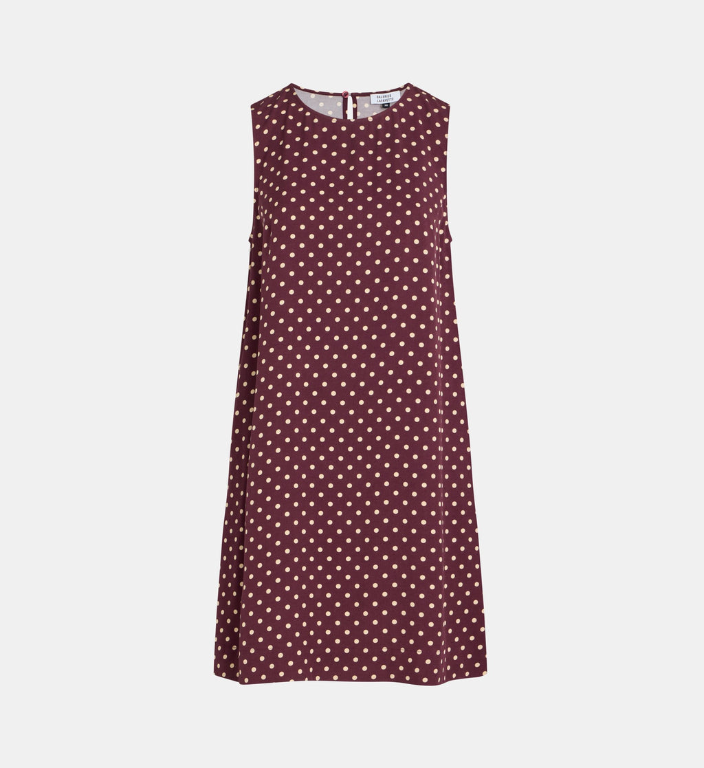 Corfou Dot Short Sleeveless Dress - Burgundy - Image 2