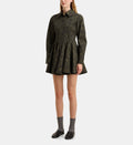 Short Cotton Peplum Dress - Olive - Image 1