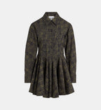 Short Cotton Peplum Dress - Olive - Image 2