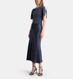 Delphinium Fluid Satin Maxi Dress - Midnight - Image 1