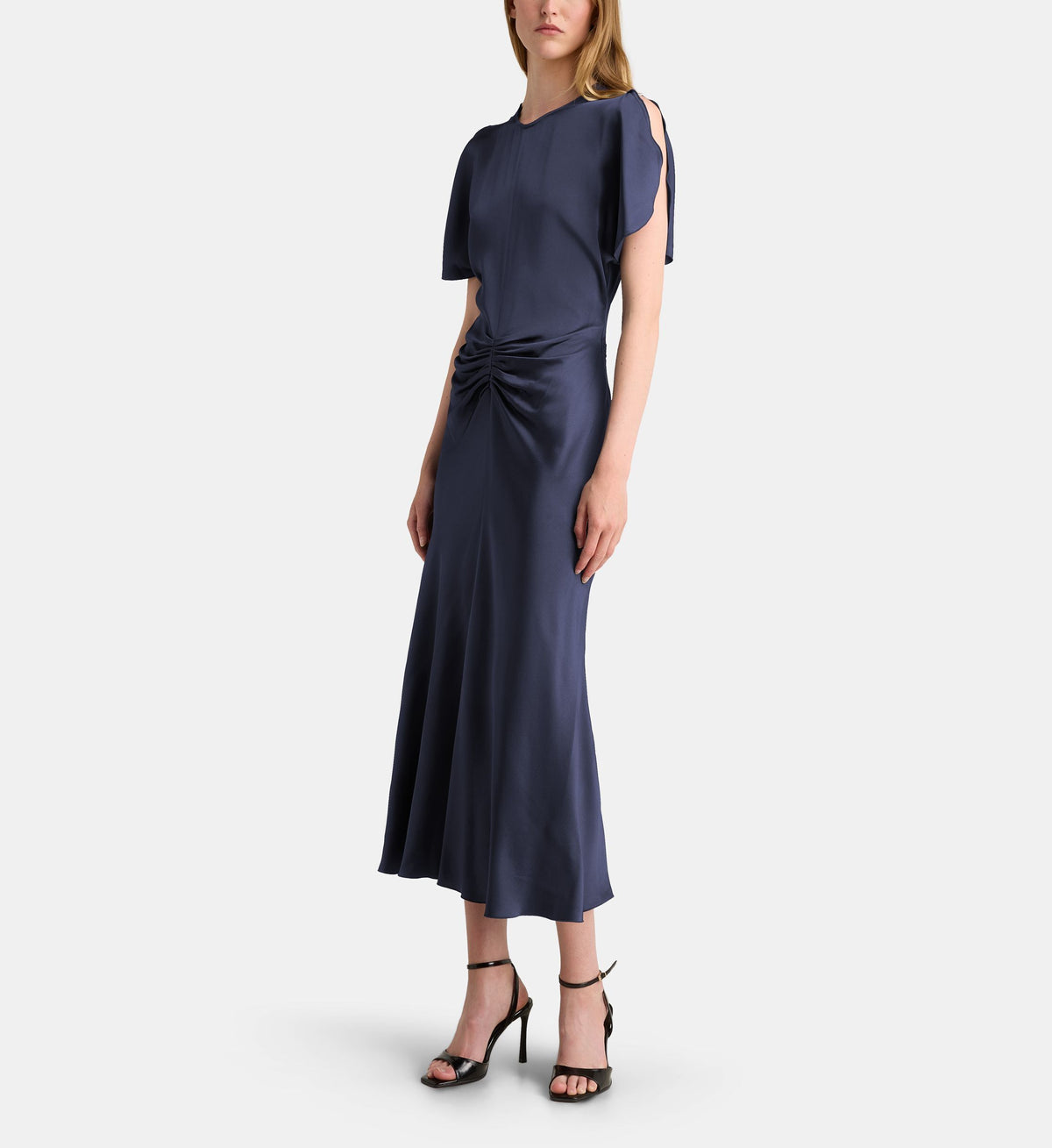 Delphinium Fluid Satin Maxi Dress - Midnight - Image 1