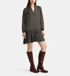 Elmer Satl Short Gathered Satin Dress - Bronze - Image 1
