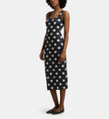 Graphic Polka-Dot Stretch Jersey Dress - Black and White - Image 1