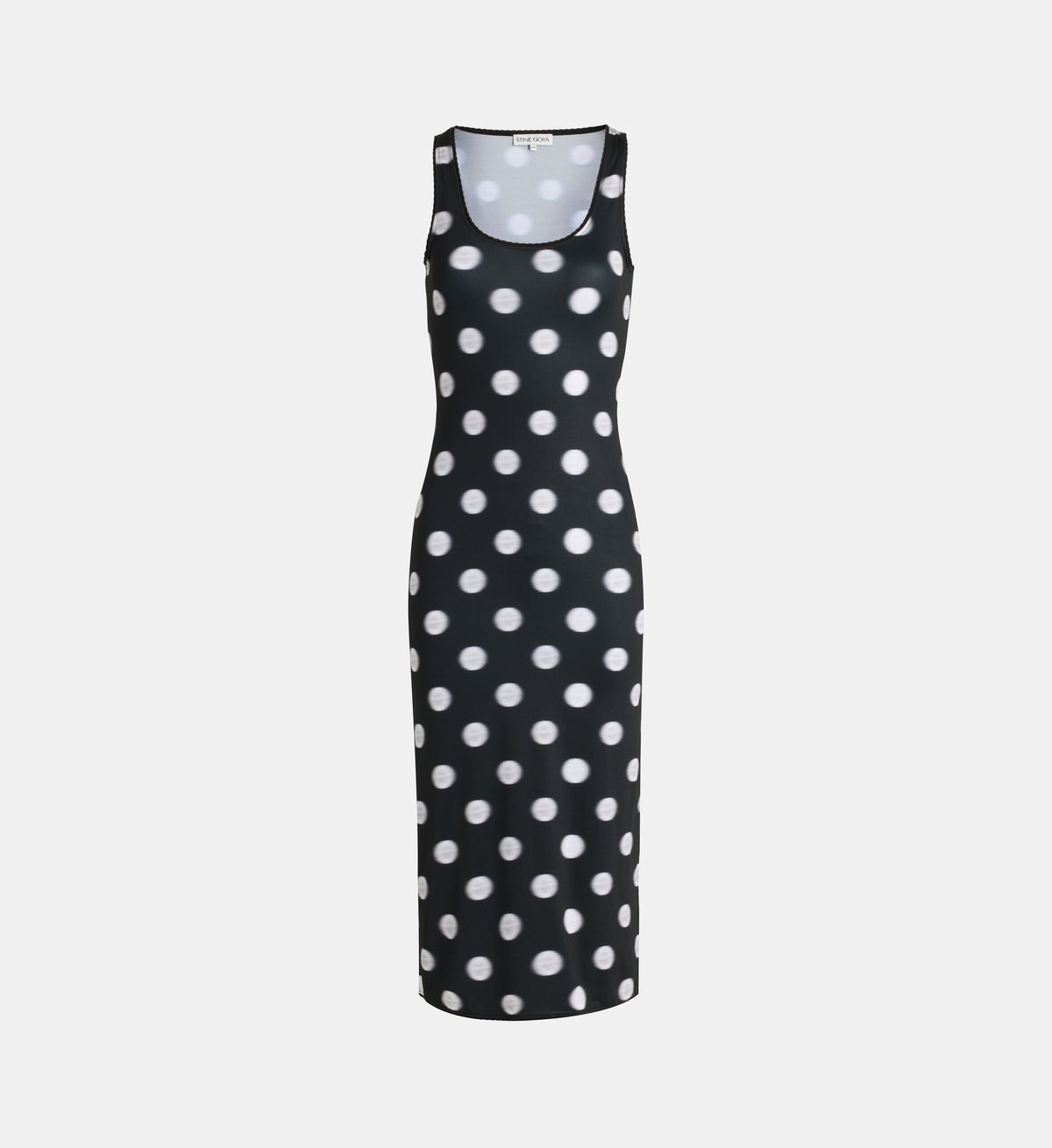 Graphic Polka-Dot Stretch Jersey Dress - Black and White - Image 2