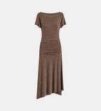 Excess Boat-Neck Maxi Dress - Burgundy - Image 2