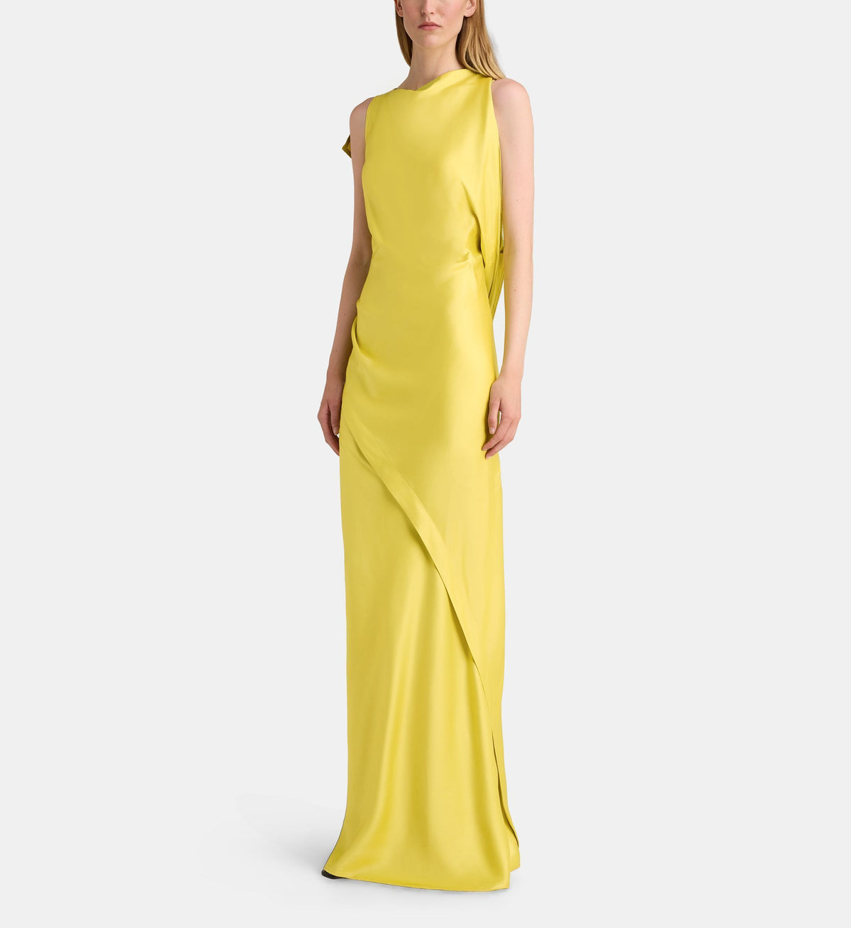 Asymmetric Fitted Sleeveless Maxi Dress - Anise Green - Image 1