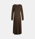 Emma Maxi Dress with Pleated Skirt - Chocolate Brown - Image 2