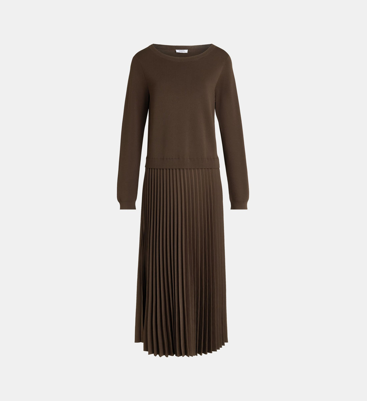 Emma Maxi Dress with Pleated Skirt - Chocolate Brown - Image 2