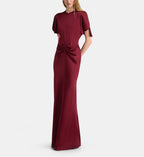 Isabella Fluid Gathered Satin Maxi Dress - Burgundy - Image 1