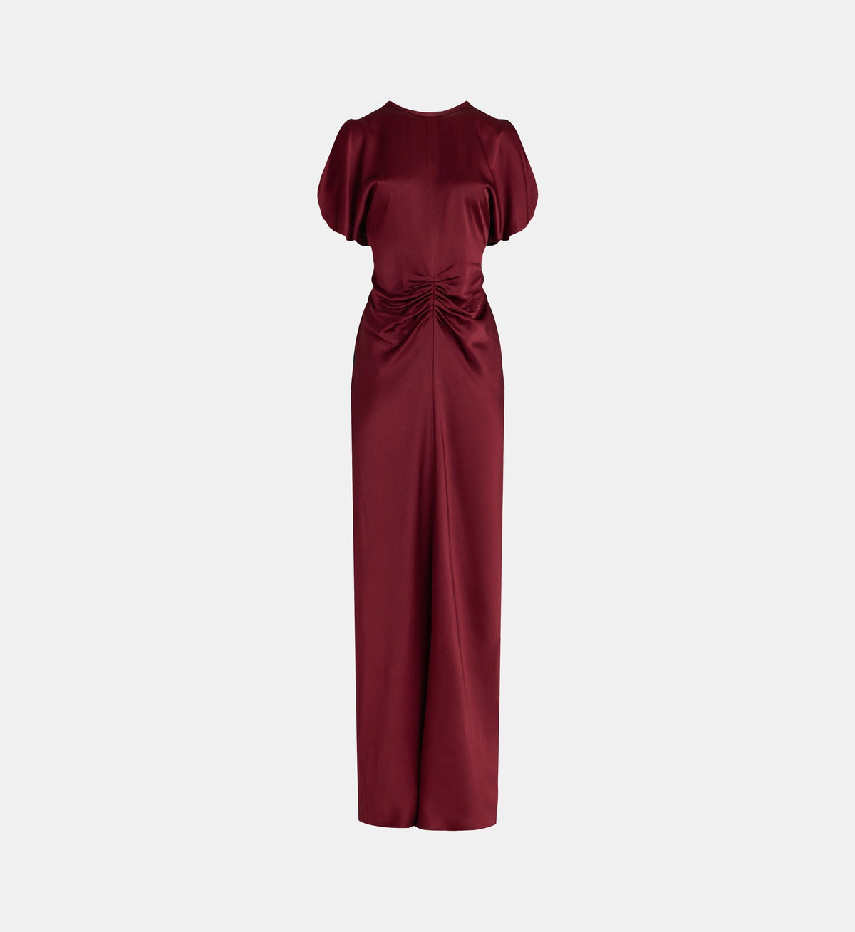 Isabella Fluid Gathered Satin Maxi Dress - Burgundy - Image 2