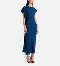 Victoria Asymmetric Tapered Maxi Dress - Ocean Blue - Image 1