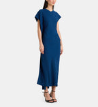 Victoria Asymmetric Tapered Maxi Dress - Ocean Blue - Image 1