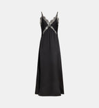 Magnolia Satin Lace Maxi Dress - Black - Image 2