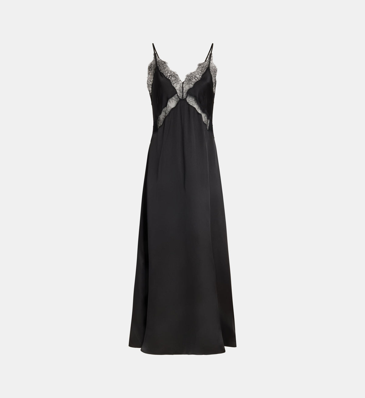 Magnolia Satin Lace Maxi Dress - Black - Image 2