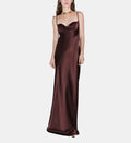 Norma Satin Maxi Dress - Brown - Image 1