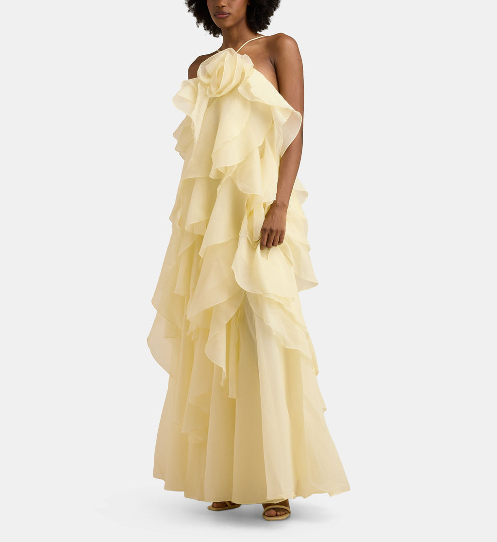 Pandorea Ruffled Maxi Dress - Butter Yellow - Image 1