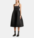Midi Satin Corset Dress - Black - Image 1