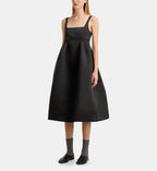 Midi Satin Corset Dress - Black - Image 1