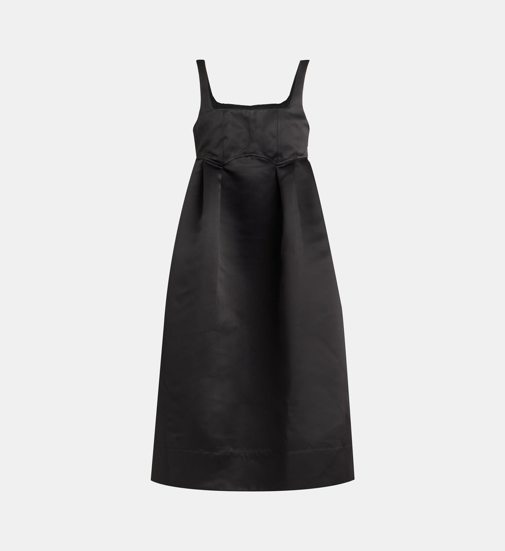 Midi Satin Corset Dress - Black - Image 2