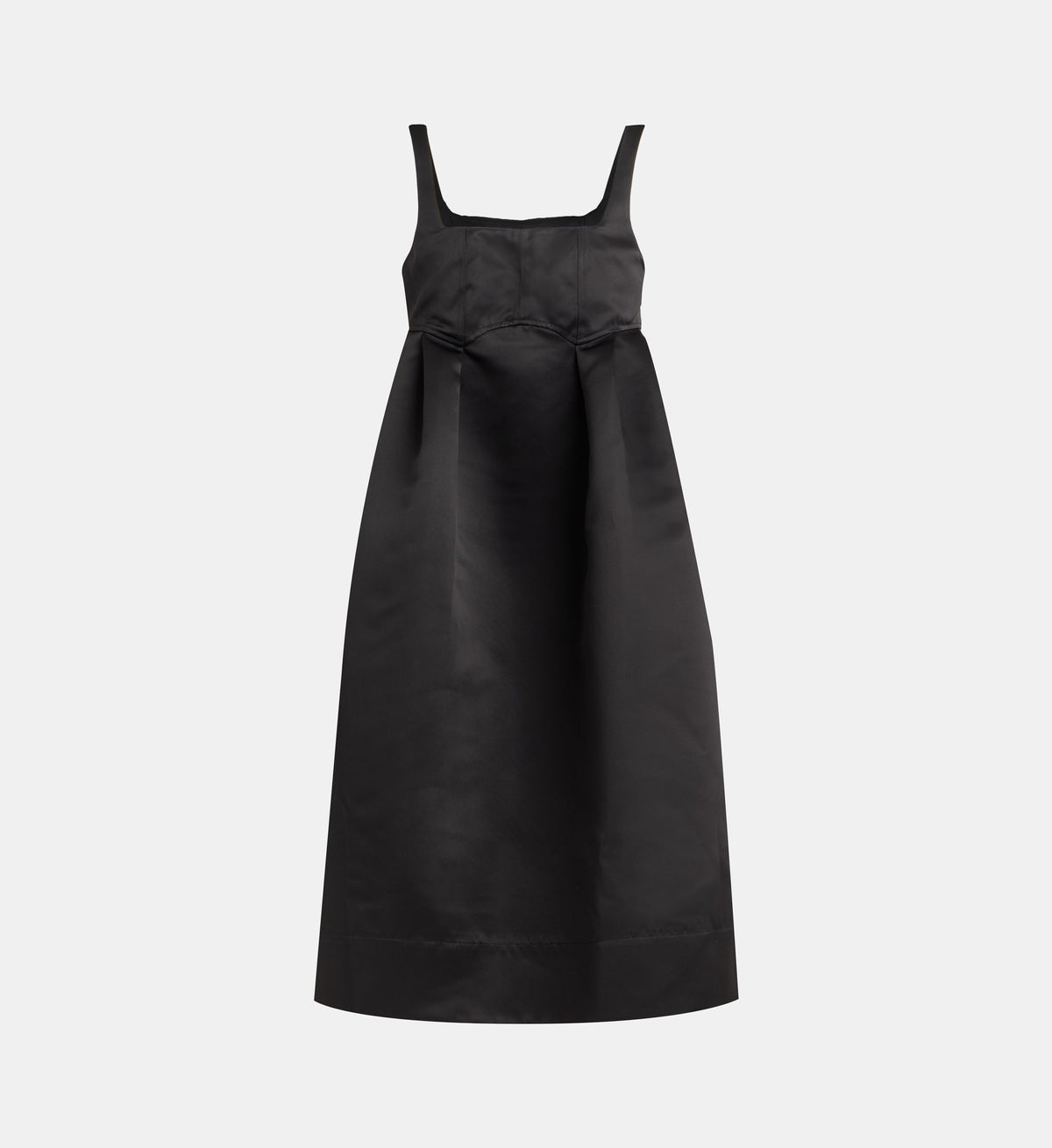 Midi Satin Corset Dress - Black - Image 2