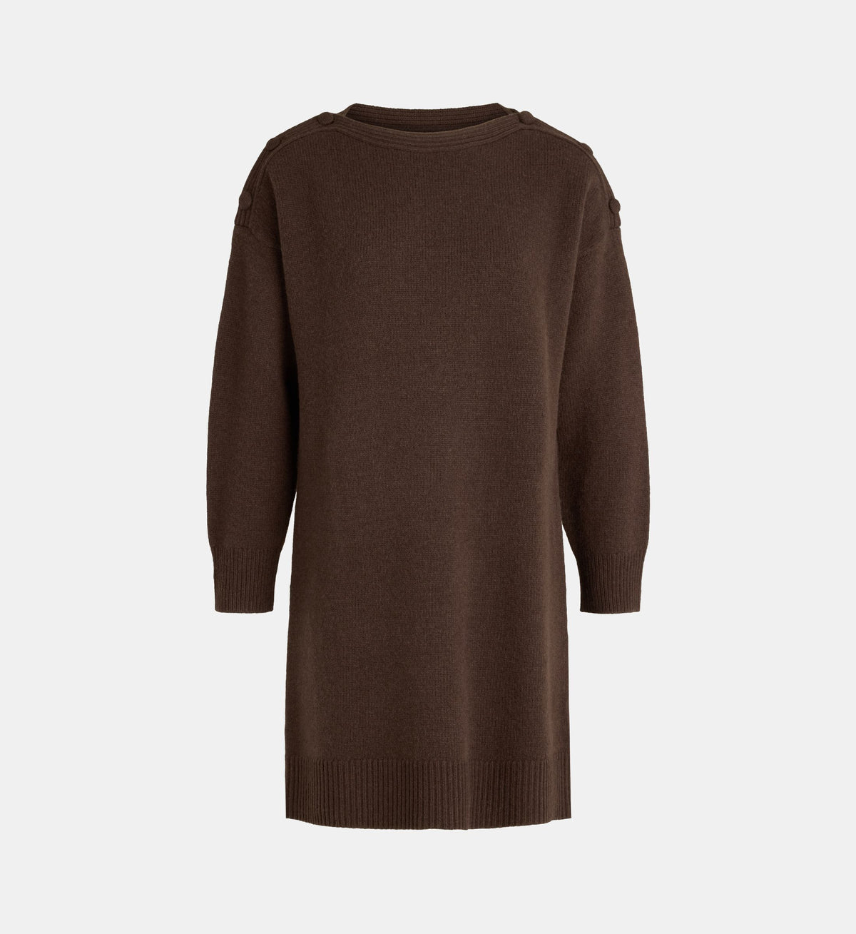Oprince Short Straight Wool Sweater Dress - Chocolate Brown - Image 2