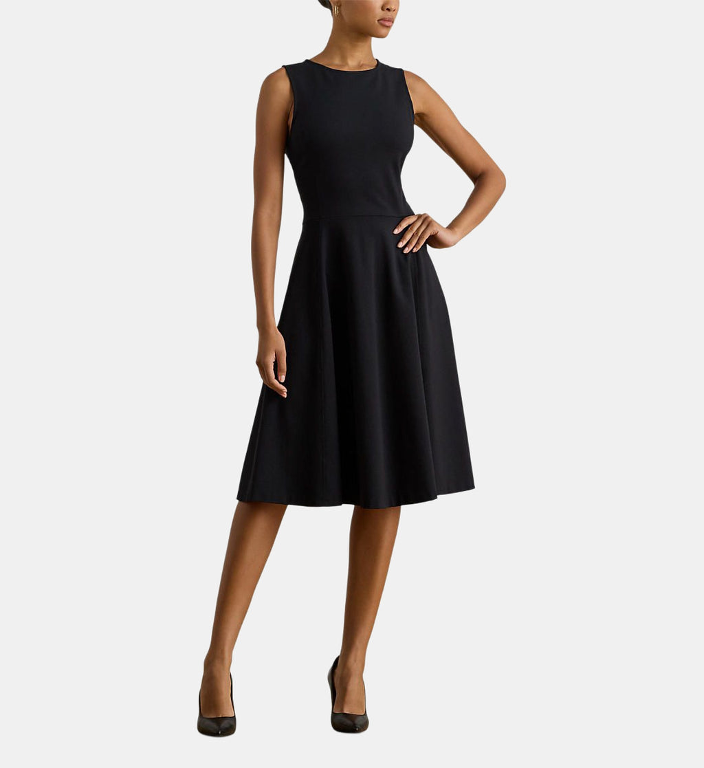 Sleeveless Ponte Jersey Dress - Black - Image 1